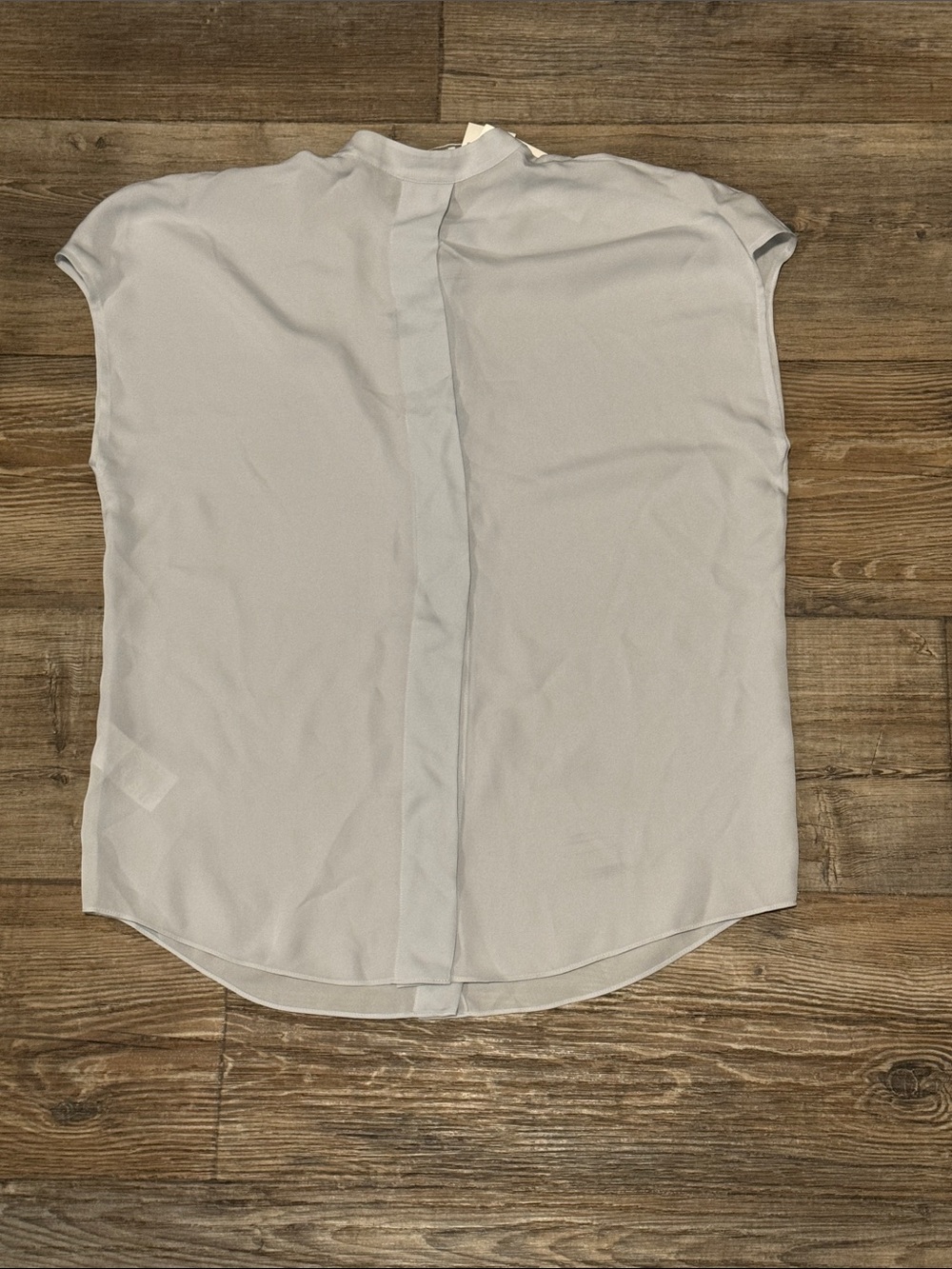 Vince Silk Chiffon Short Sleeve Band Collar Blouse - Picture 2 of 4